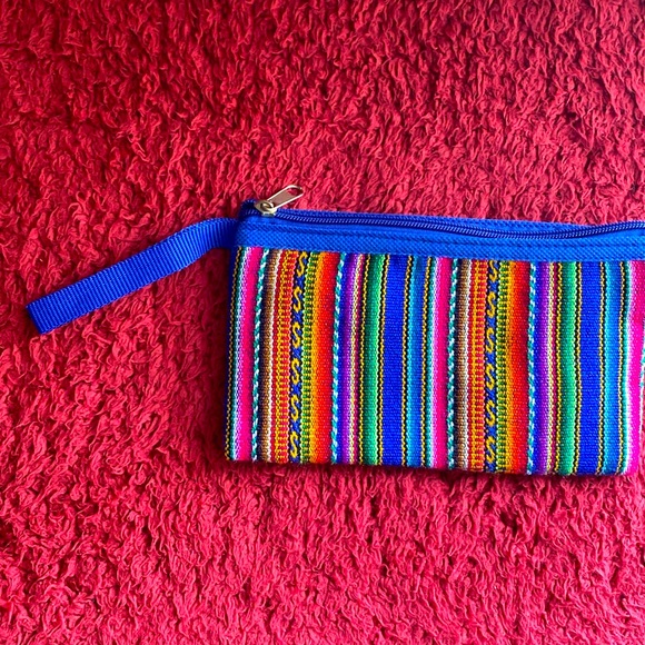 NWOT “Handmade Peruvian Blue Makeup Bag” - Picture 3 of 5